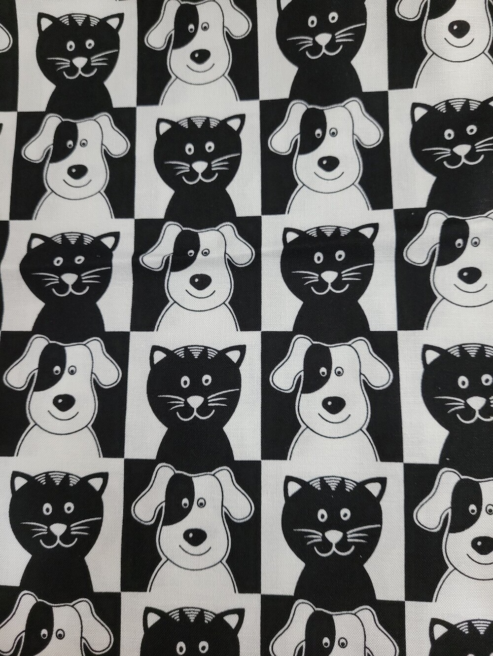 Brother Sister Design Studio Black & White Cat Dog Pattern Sewing Fabric (1510)